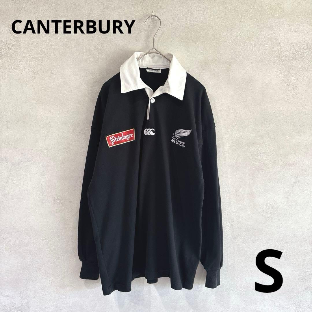 【希少】90s カンタベリー　ALL BLACKS ラガー シャツ S ブラック 90s CANTERBURY ラガーシャツ ニュージーランド製 オールブラックス