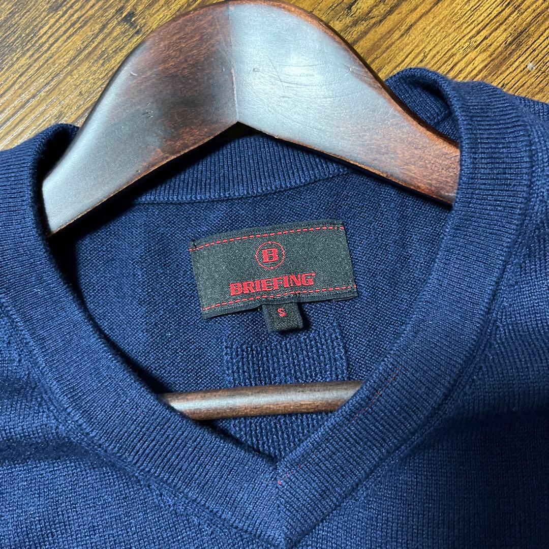 BRIEFING ブリーフィングVネックベスト シルク カシミヤ ネイビー S