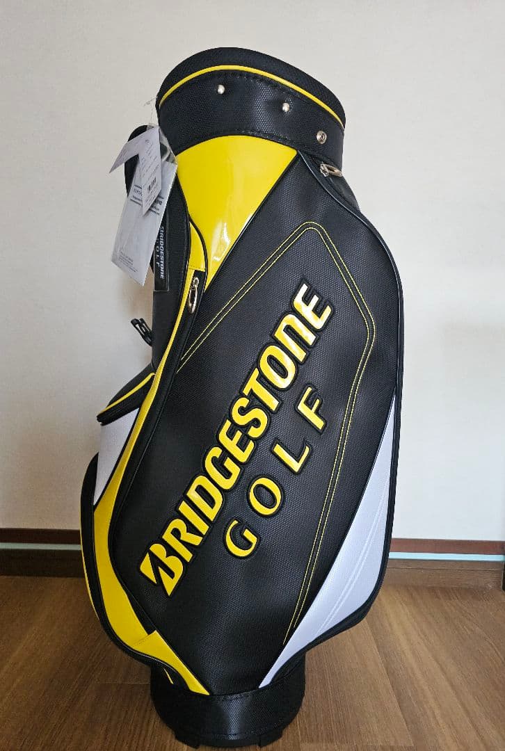 BRIDGESTONE ゴルフ キャディバッグ 黒/黄/白 無料名入れサービス】 ツアーレプリカモデル(YN（黄/紺）): ギア