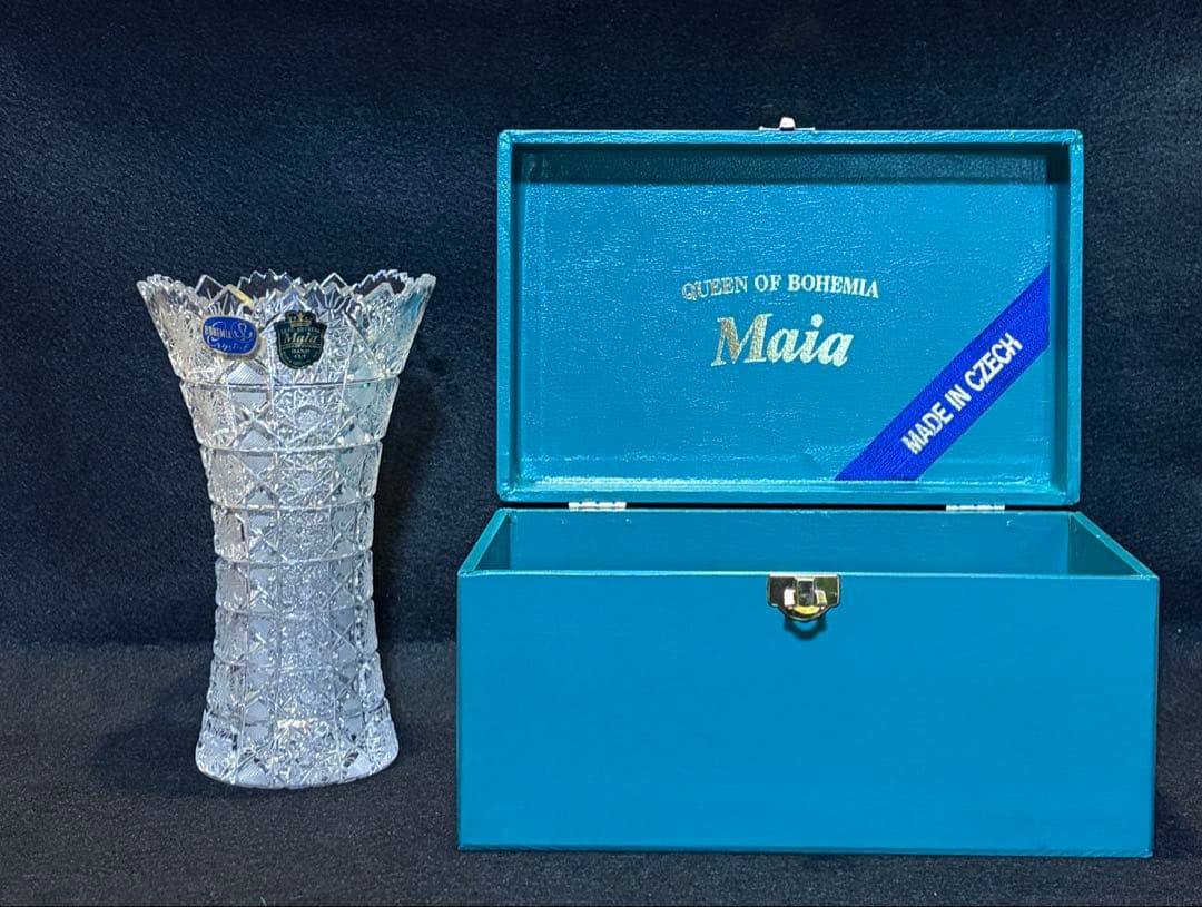 未使用箱付】最高級 ボヘミアクリスタル マイア 花瓶 MA-803ハンド