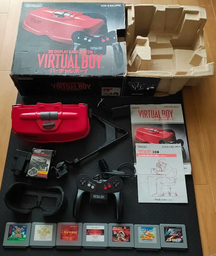 動作確認済】バーチャルボーイ ACアダプタ・箱・説明書付き ソフト8点