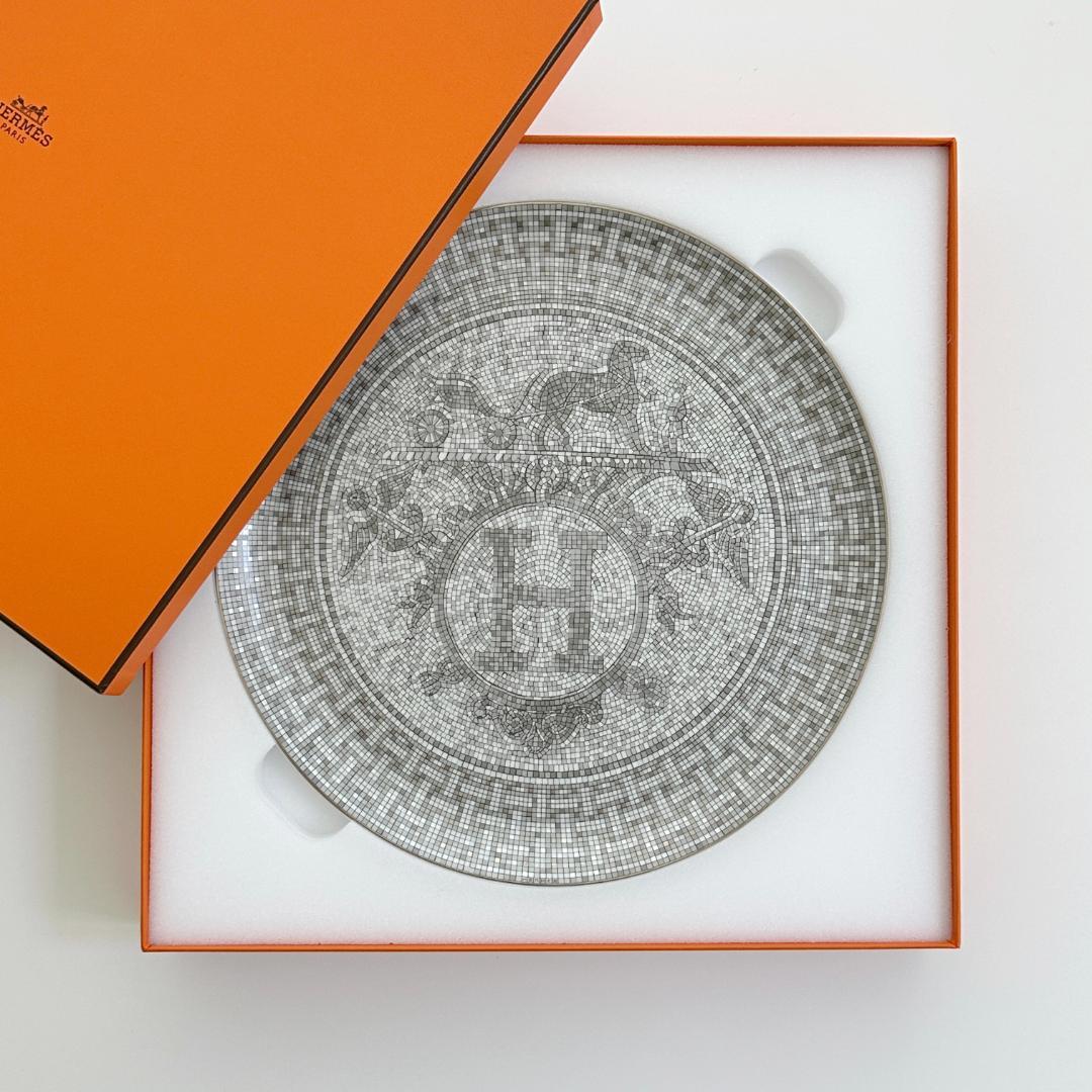 HERMES エルメスモザイク ヴァンキャトル プラチナ タルトプレート32cm エルメス（HERMES） モザイク ヴァンキャトル プラチナ タルトプレート