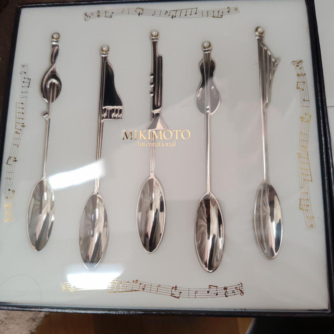希少・廃盤】MIKIMOTO ミキモト 楽器モチーフ スプーン 5本 真珠付