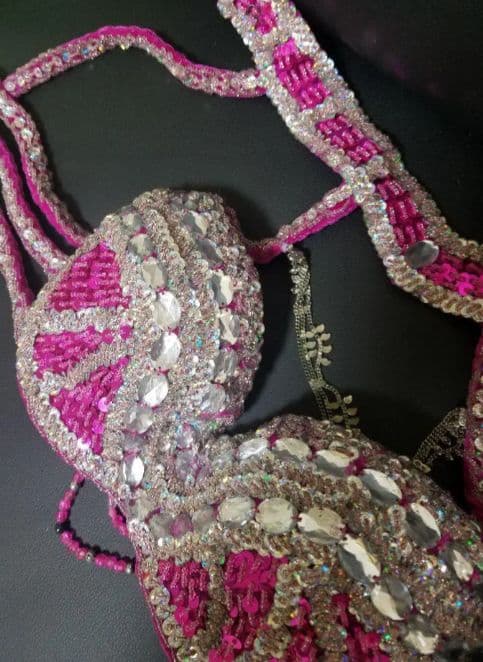 フューシャピンク ベリーダンス 衣装 ピンク アメリカ直輸入 ベロア