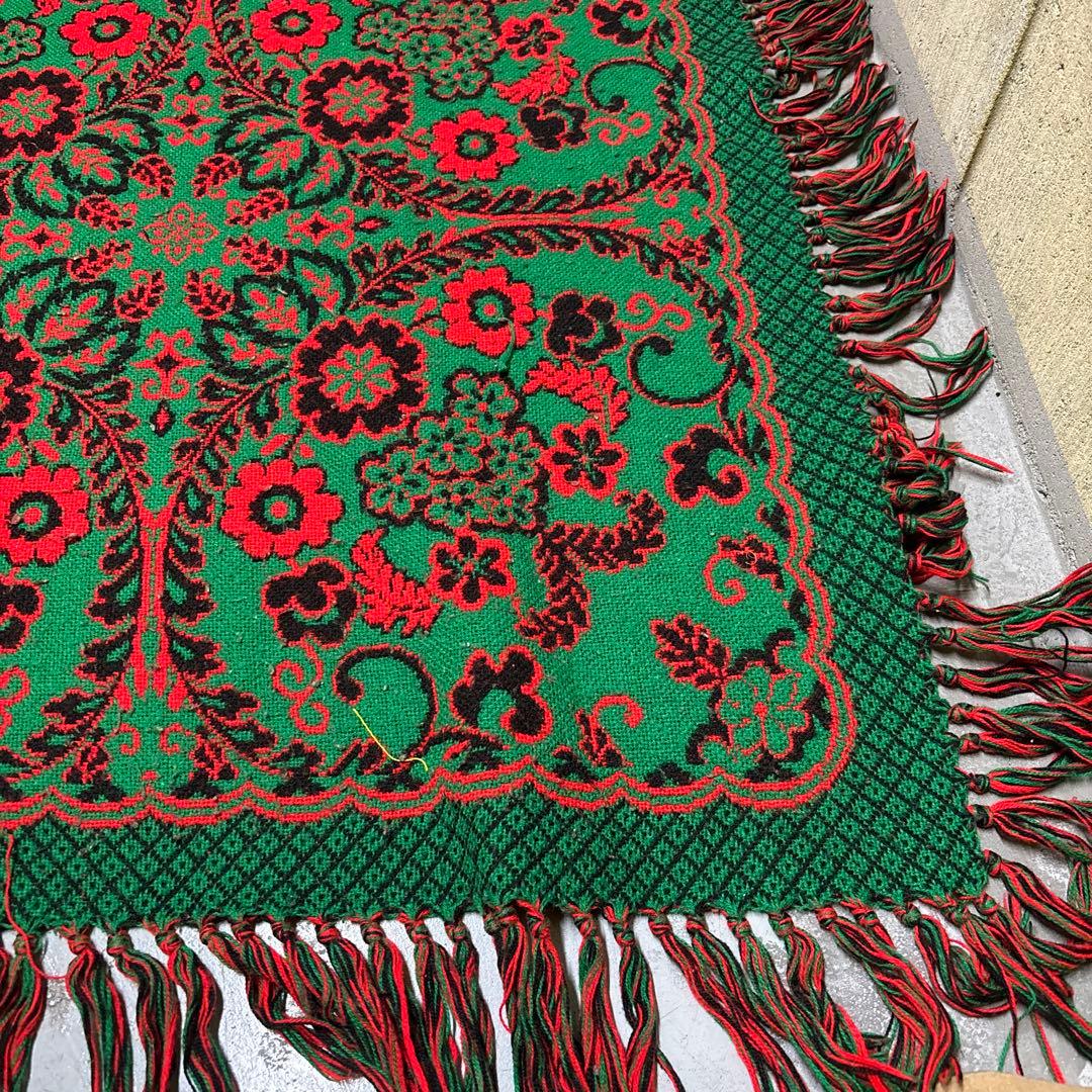 80s 昭和レトロ アンティーク アクリル こたつ上掛 198×180 花柄