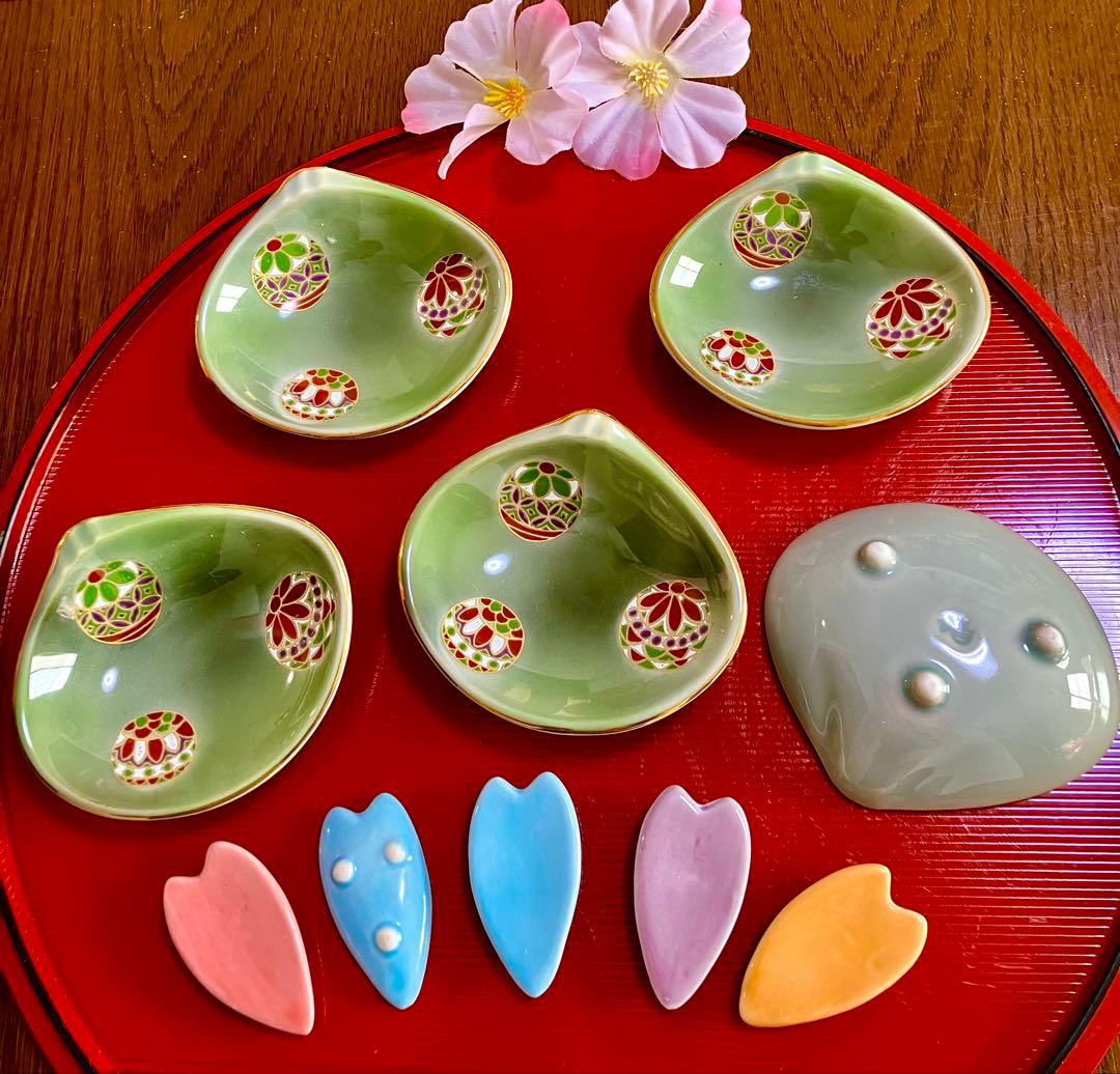 ひな祭り お雛様食器セット 有田焼 中皿 瀬戸焼 小皿 はまぐり型 お椀