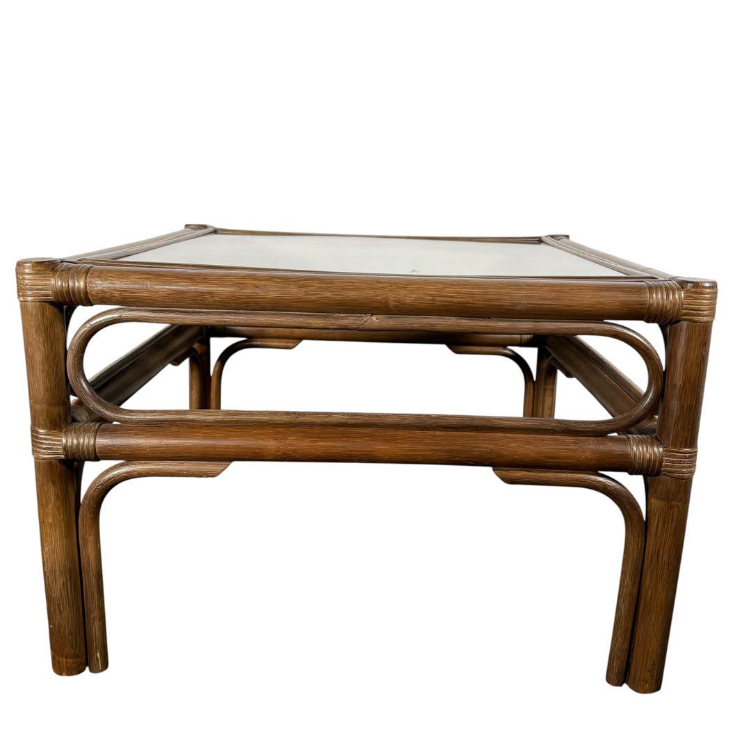 KZ035 【希少デザイン】コスガ kosuga ラタン籐 ガラステーブル - メルカリ