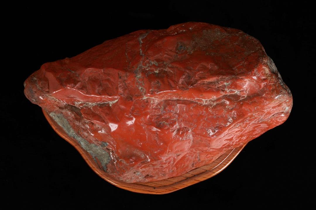 佐渡 赤玉石 赤石 碧玉 台座付 6.4kg 水石 鑑賞石 天然石 盆石 飾石