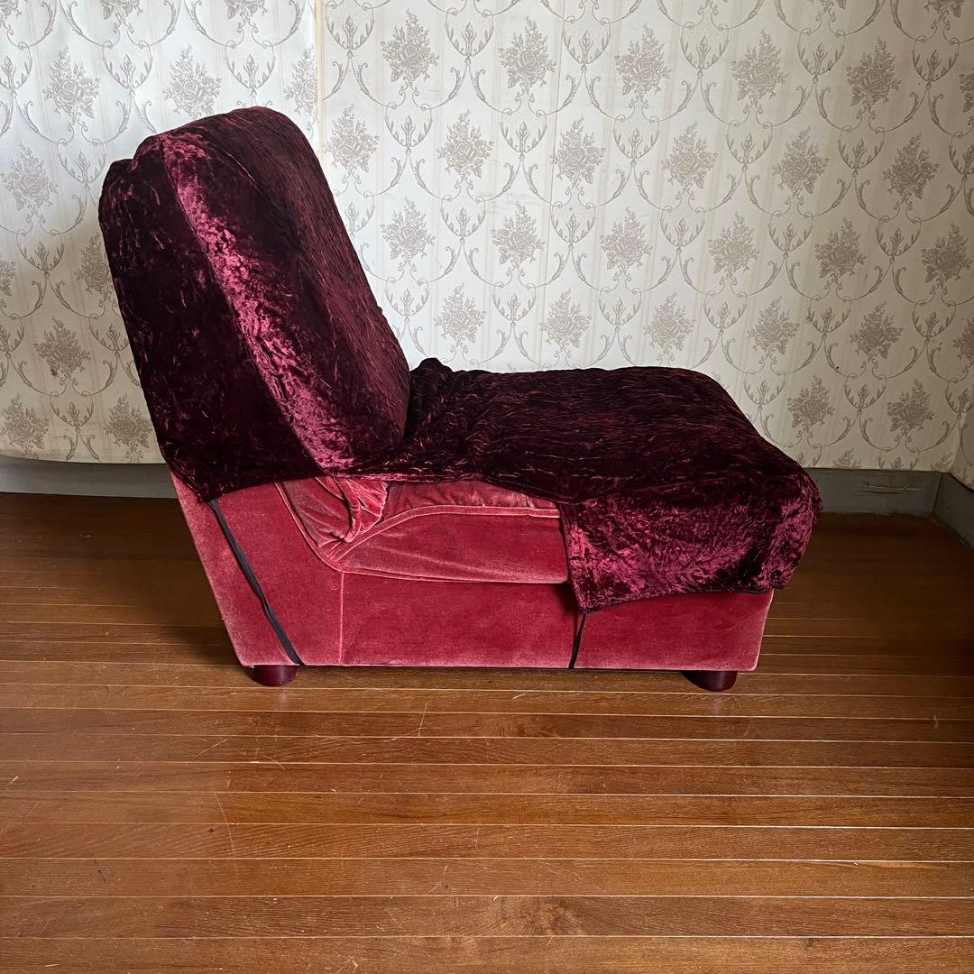 アンティーク】昭和レトロ ベロア シングルソファ スナック 喫茶店 古