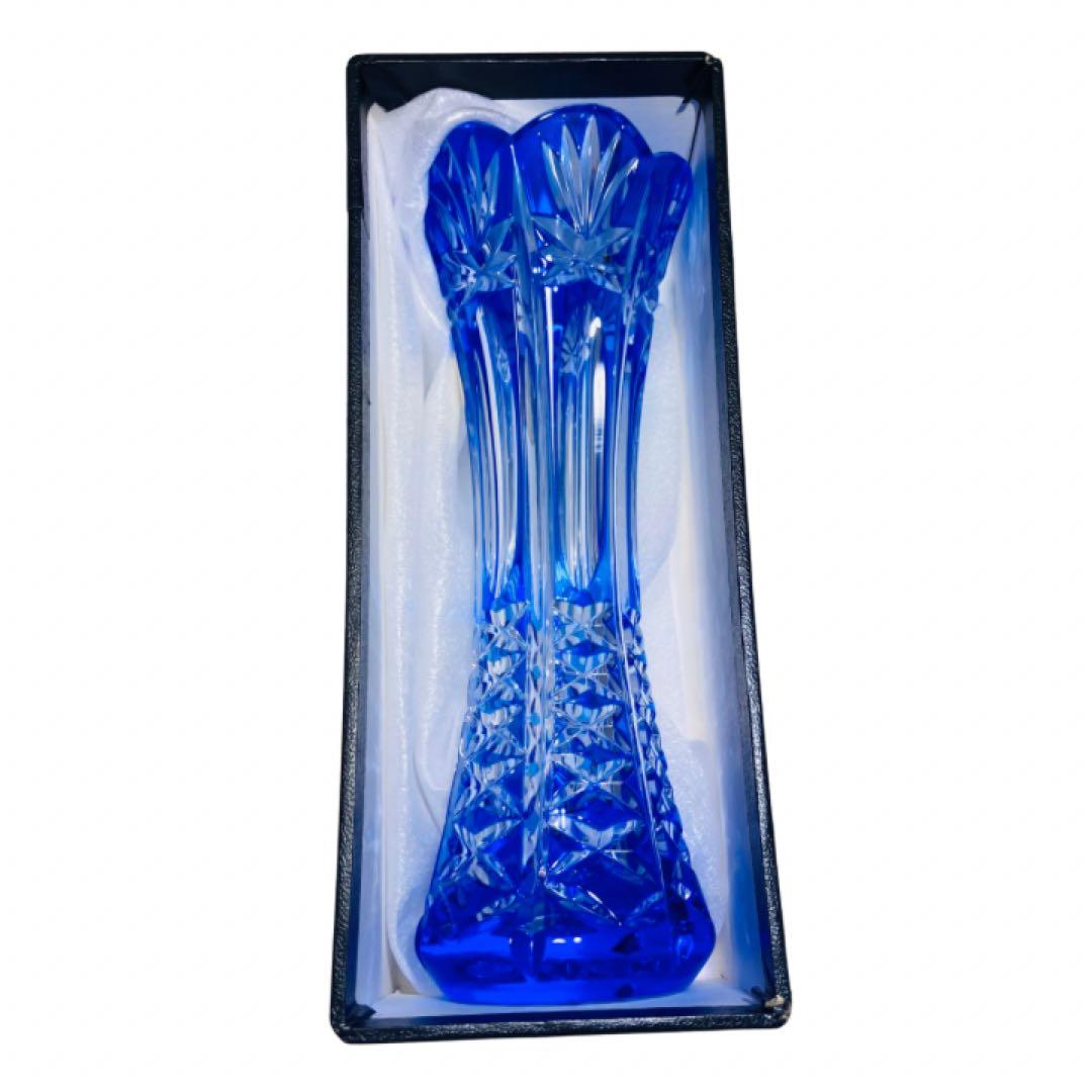 KAMEI GLASS シュヴァリエ Chevalier クリスタル花瓶 ブルー - メルカリ