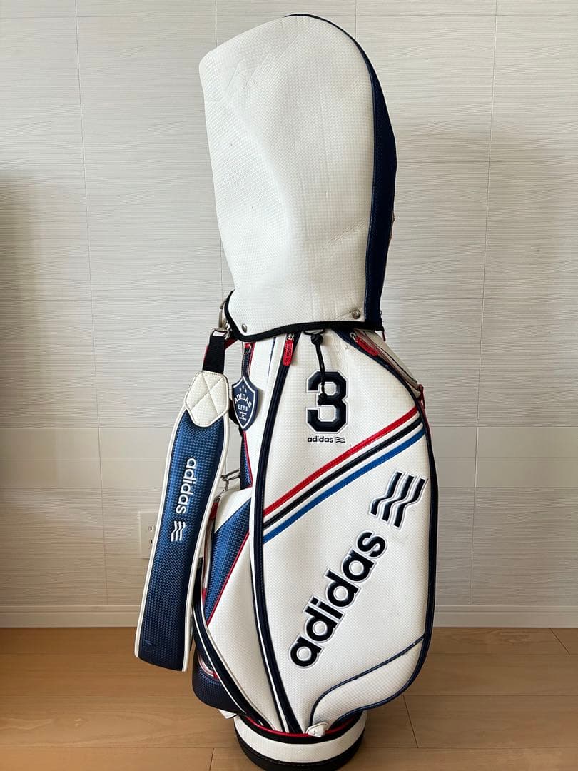 adidas ゴルフバッグ キャディバッグホワイトネイビー - メルカリ