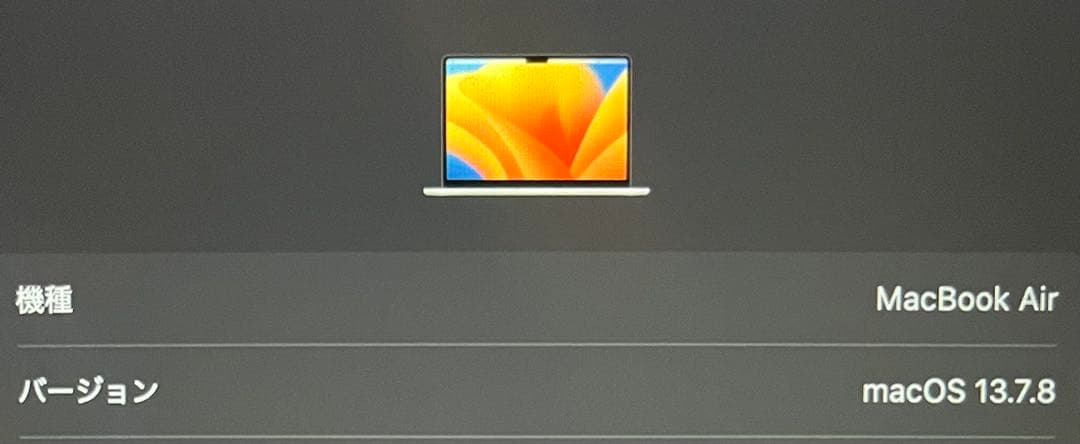 【美品】MacBook AirM2 2022 8GB 245.11GB