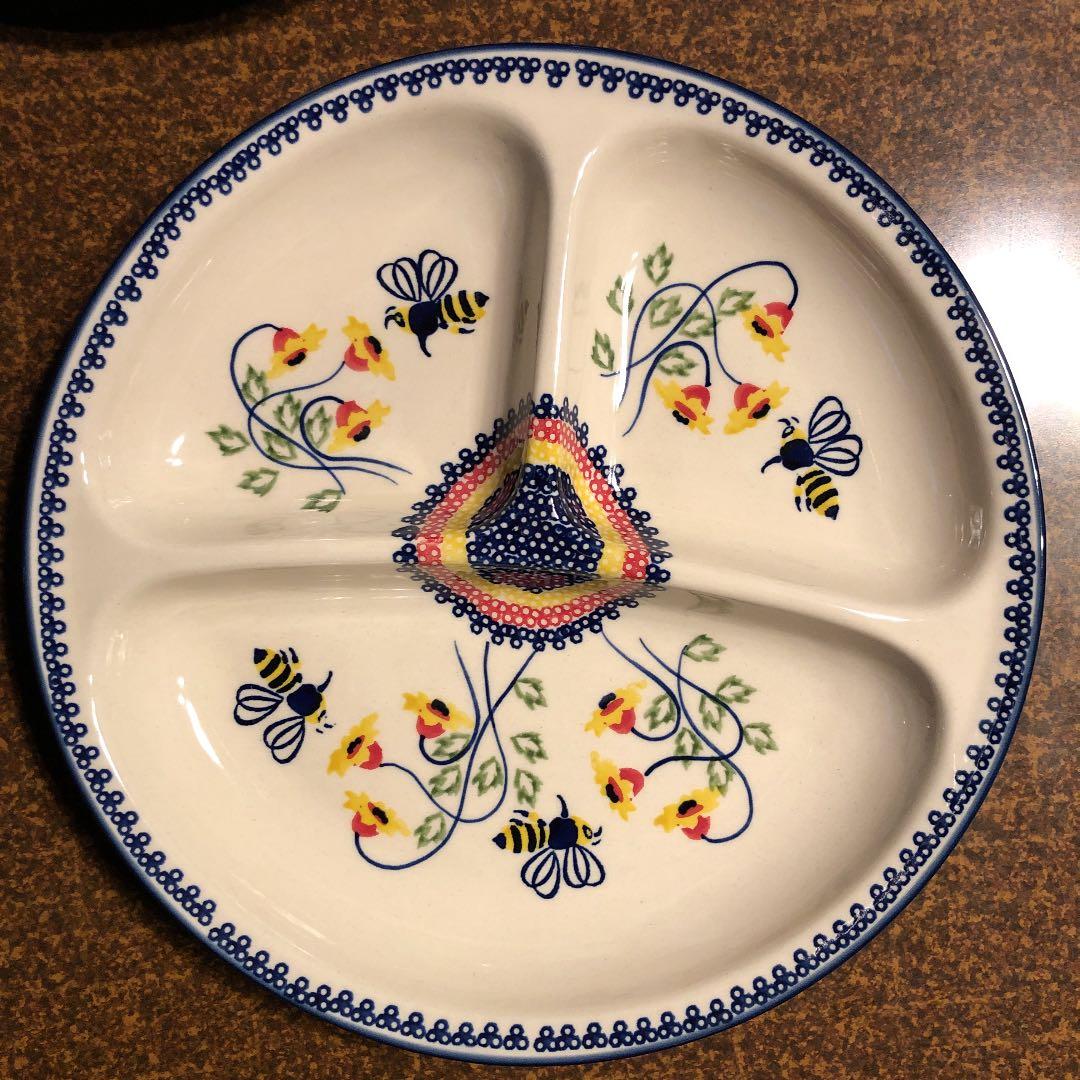 ☆ポーリッシュポタリー ミツバチキッズプレート 2枚セット ポーランド食器