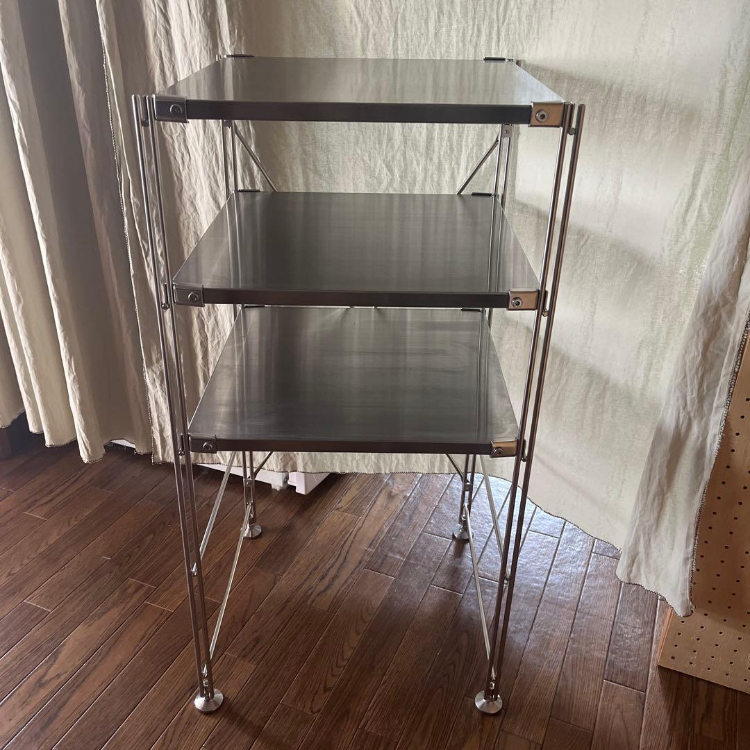 無印良品　ステンレスユニットシェルフ　幅41cm 棚3段 ステンレスユニットシェルフ ステンレス棚セット ワイド 中 | 無印良品