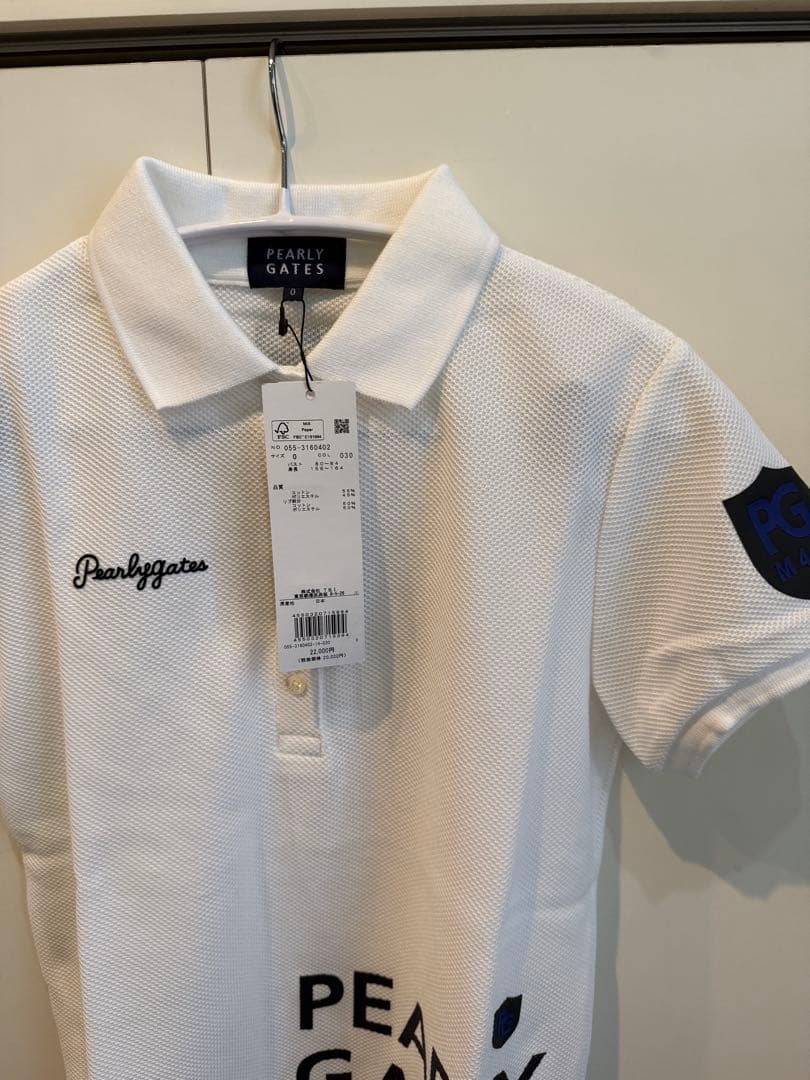 新品 パーリーゲイツ ポロシャツ S ホワイト ゴルフ PEARLY GATES