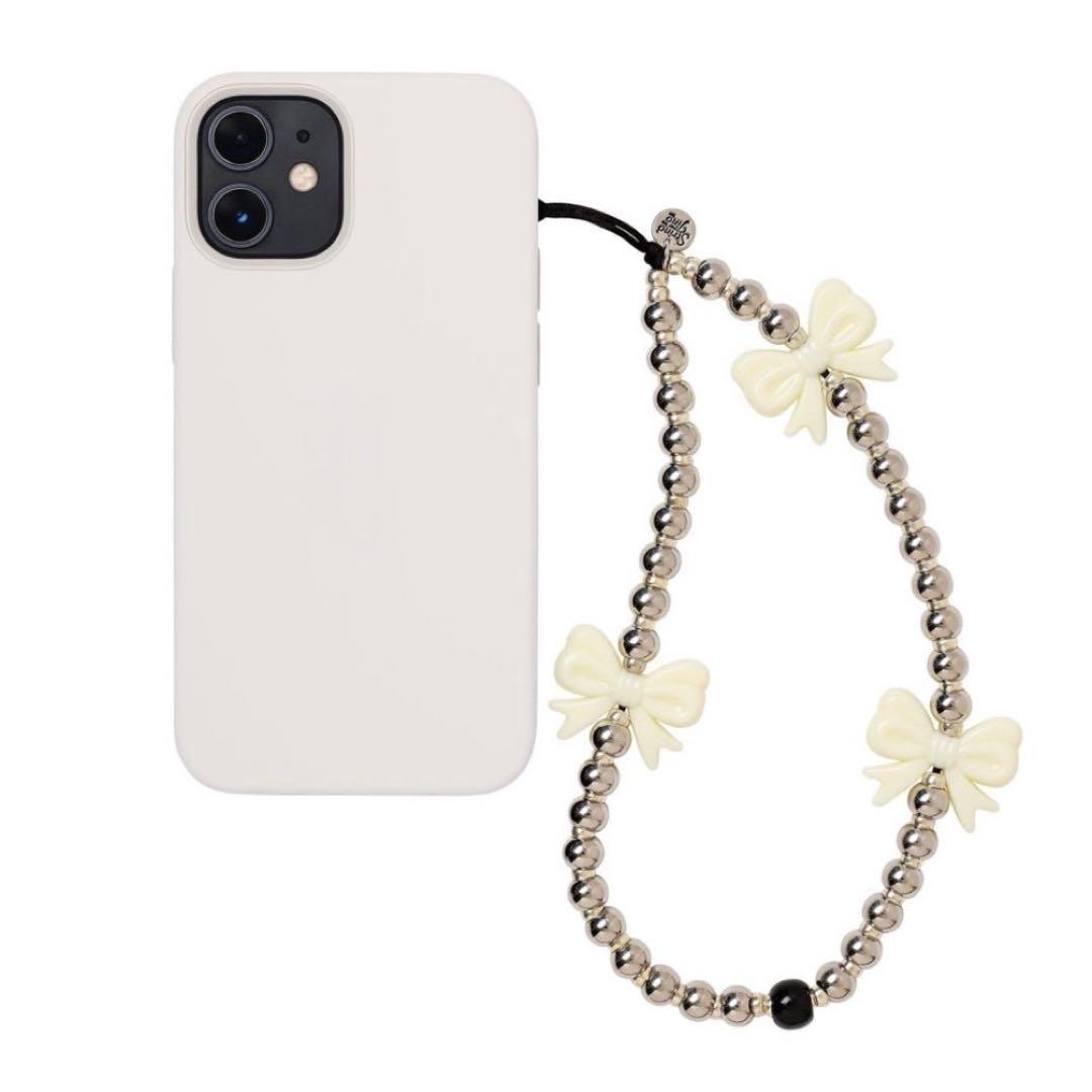 せいらちゃん使用＊StringTing 携帯ストラップ シルバー リボン - メルカリ