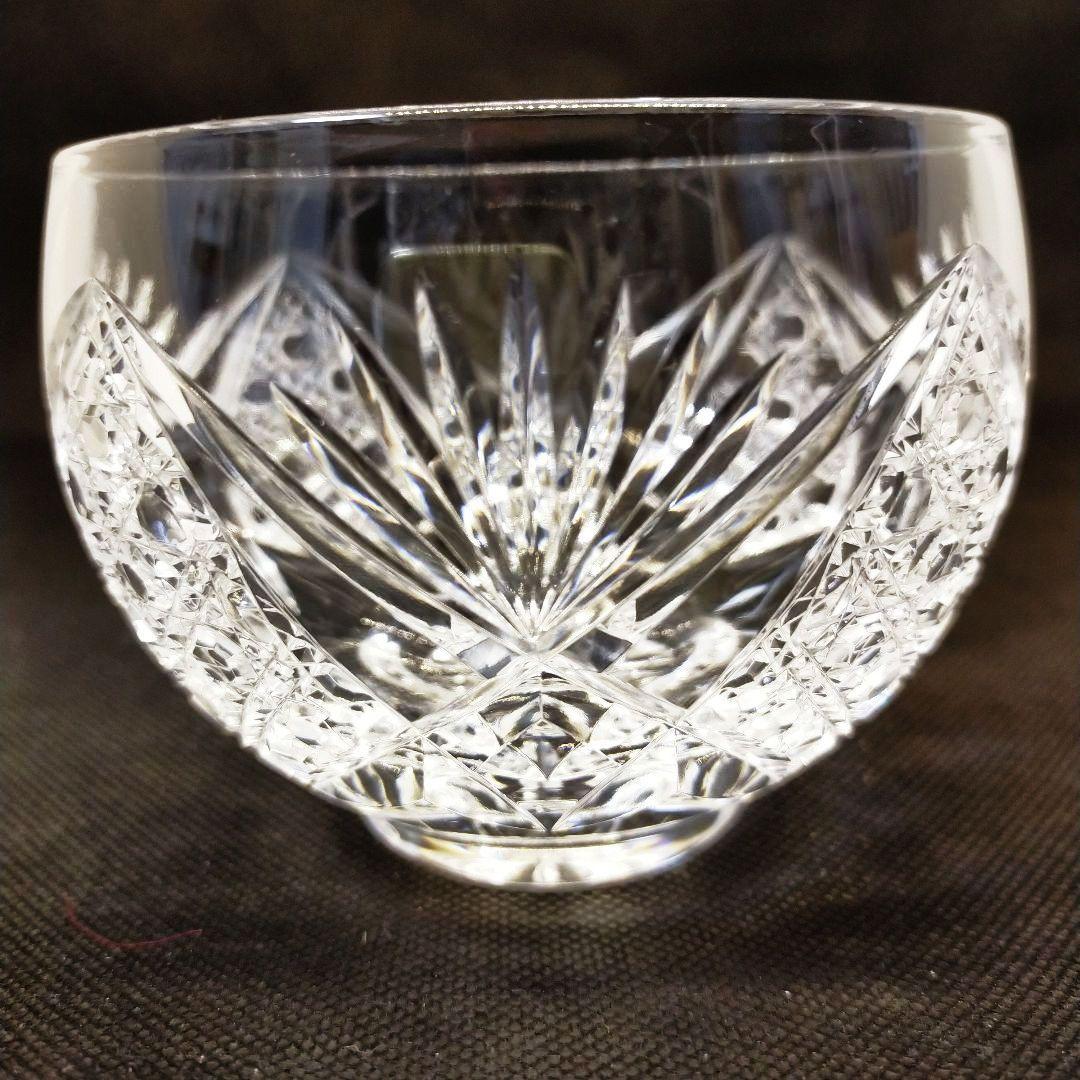 江戸切子 最高級 人気作家 黒川昭男作 菱矢来駕篭目 小鉢 サイン有り