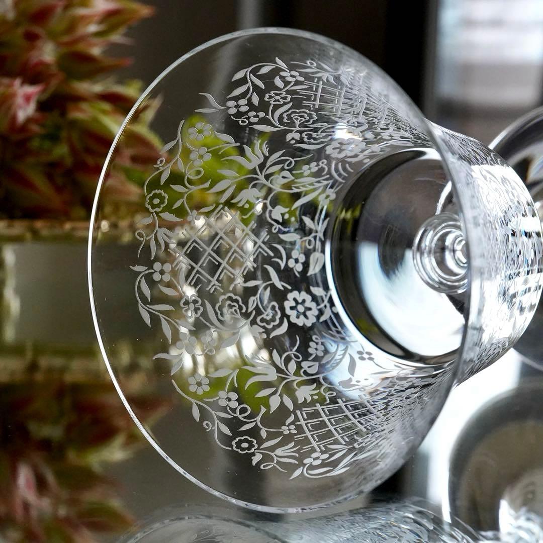 極希少☆美品☆オールドバカラ☆フラワー エッチング☆ワイングラス☆1