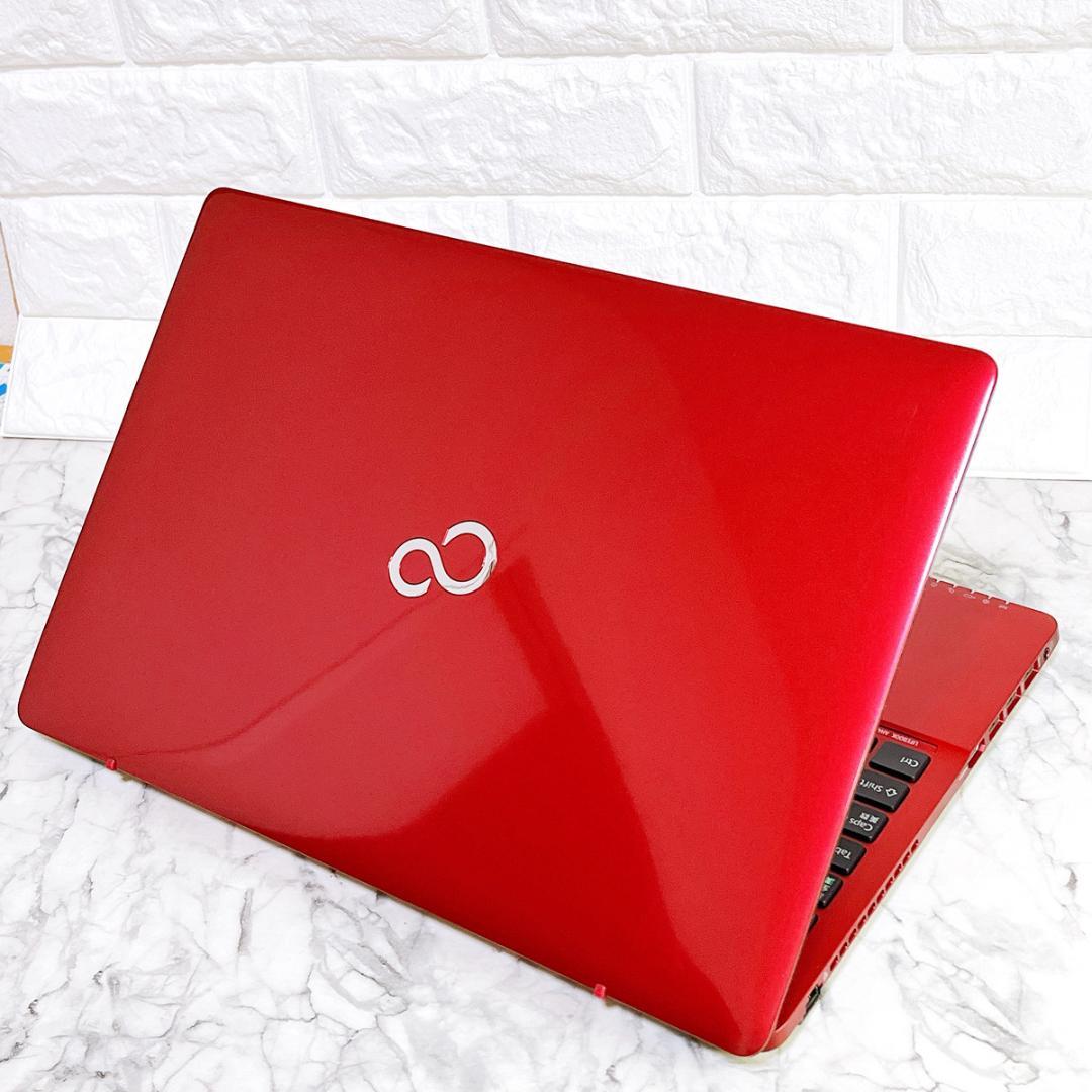 美品✨綺麗な赤✨爆速SSD薄型ノートパソコン✨Windows11カメラ