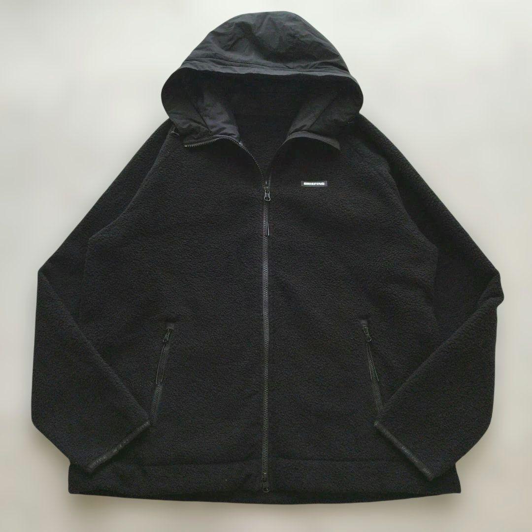 美品✨BRIEFING ボア パーカー ロゴ 機能性◎ ブラック L ゴルフ
