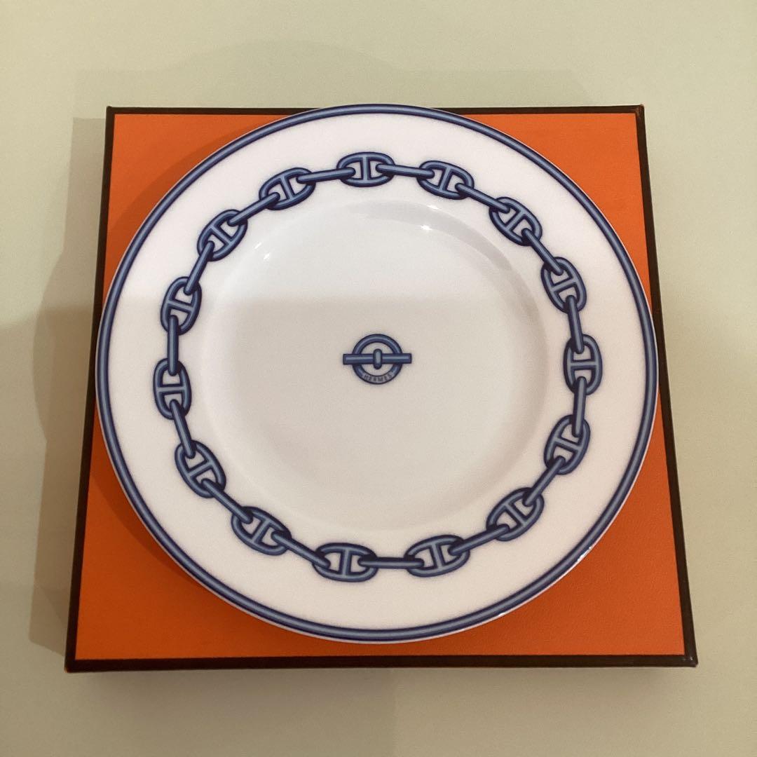【新品】　HERMES エルメス　シェーヌダンクル　プレート HERMES エルメス シェーヌダンクル お皿 陶器 プレート ホワイト