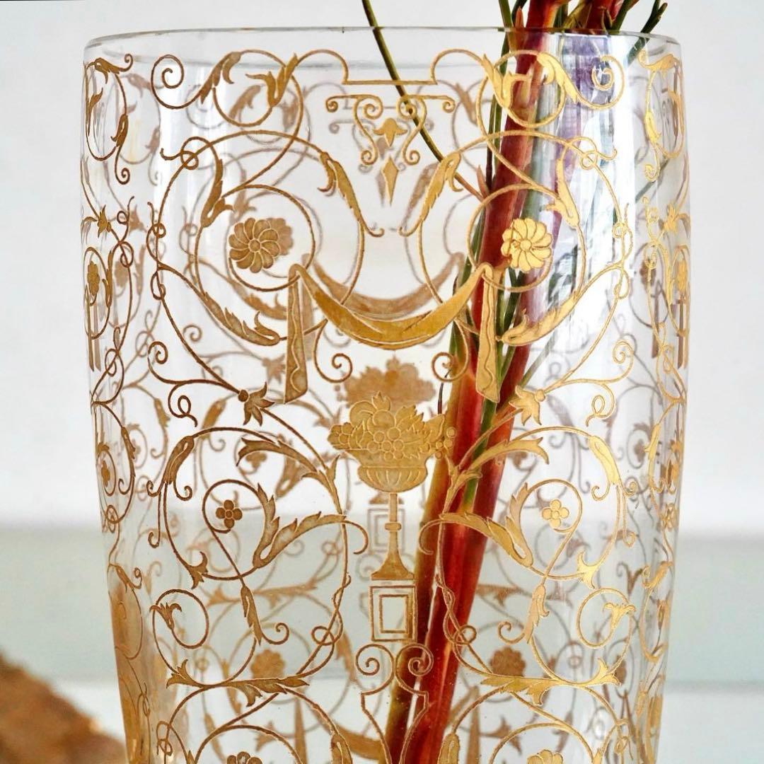 希少☆オールドバカラ ミケランジェロ 花瓶 24金彩 BACCARAT刻印☆美品