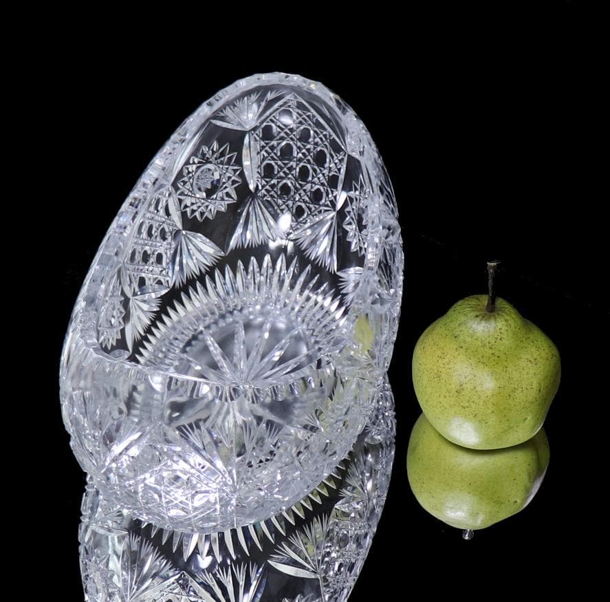 オールド・バカラ 博物館級 1890年頃 2.5kg 超絶カット 特大鉢 扇型