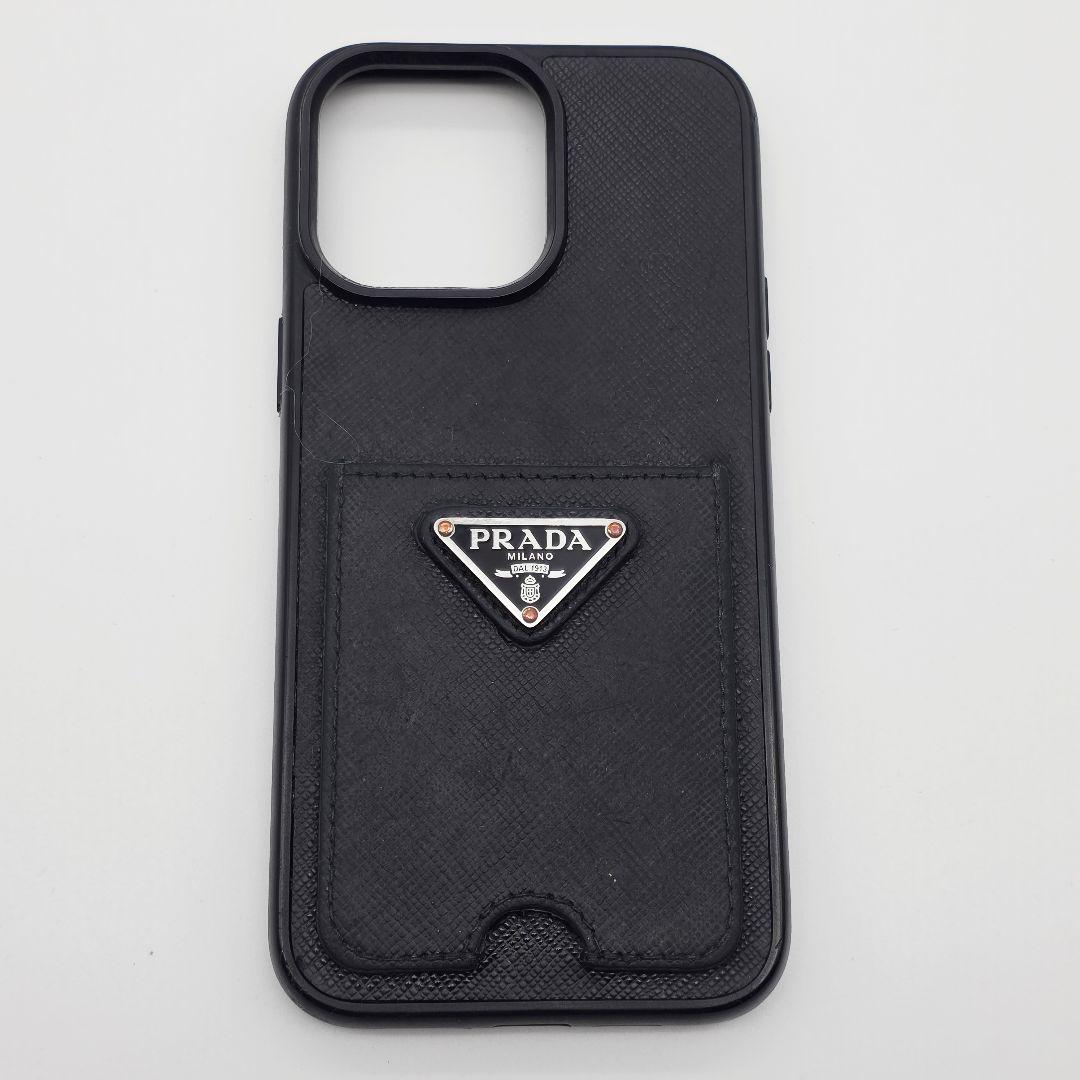 PRADA iPhone14proMAX ケース サフィアーノレザー 三角ロゴの通販はau