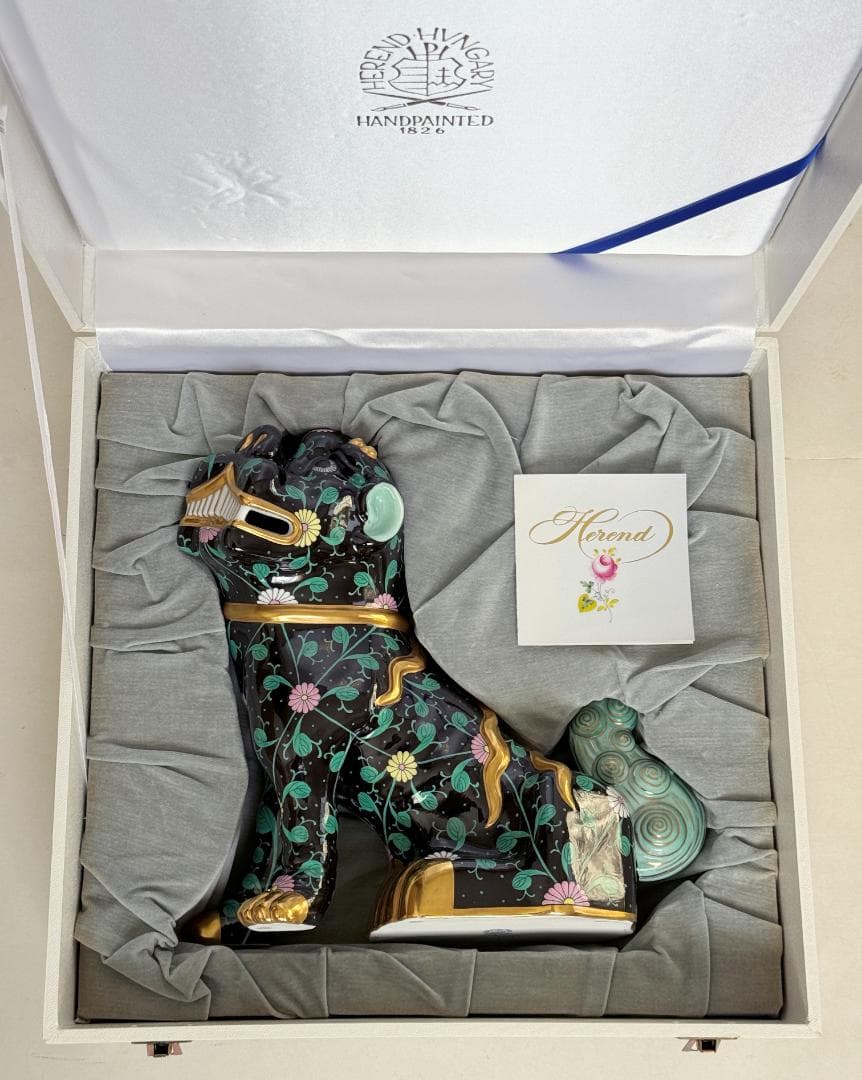 のり様用 ヘレンド 大型25cm 狛犬（L) シノワズリ マスターぺインター