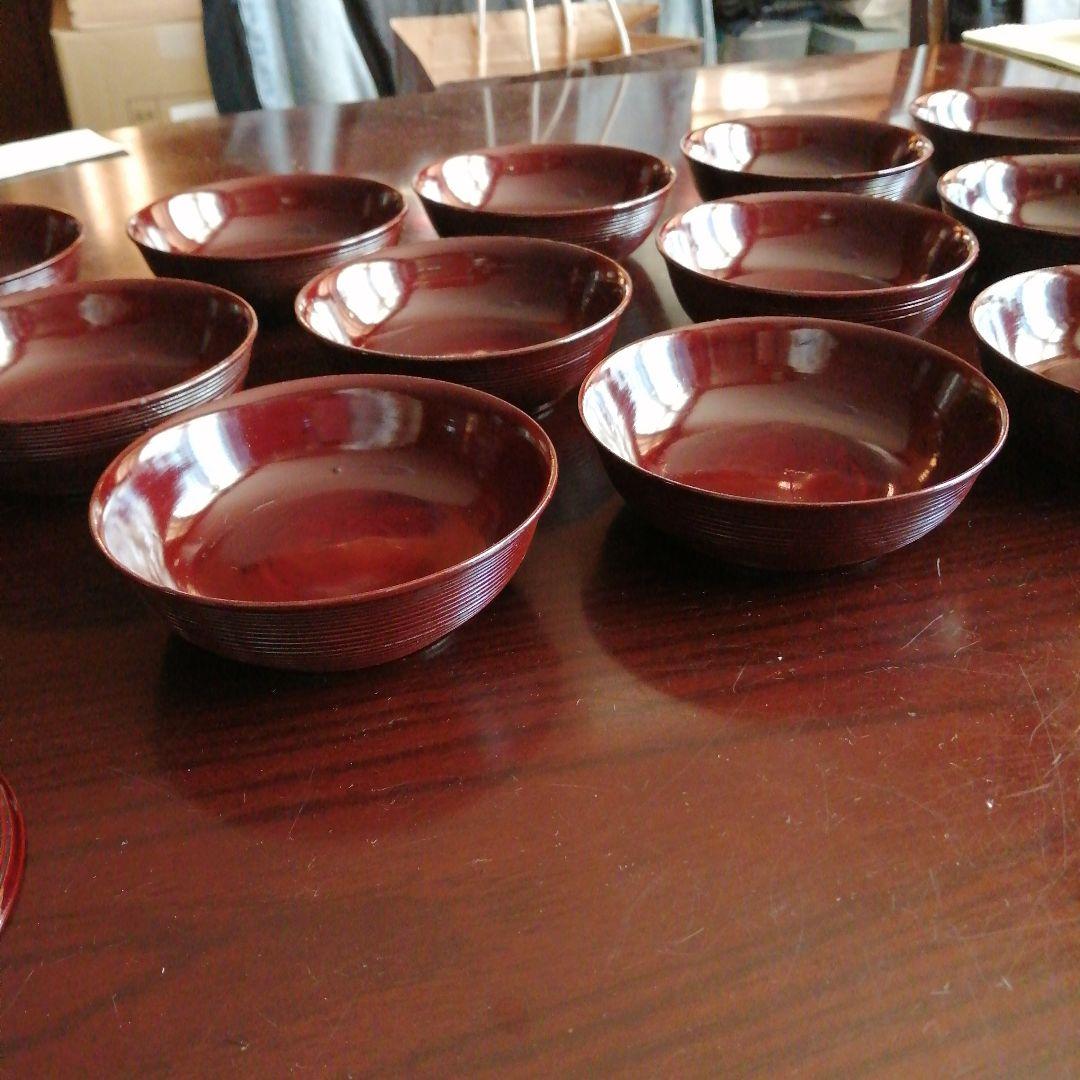 木製漆器 糸目小皿 14枚 11cm 江戸後期