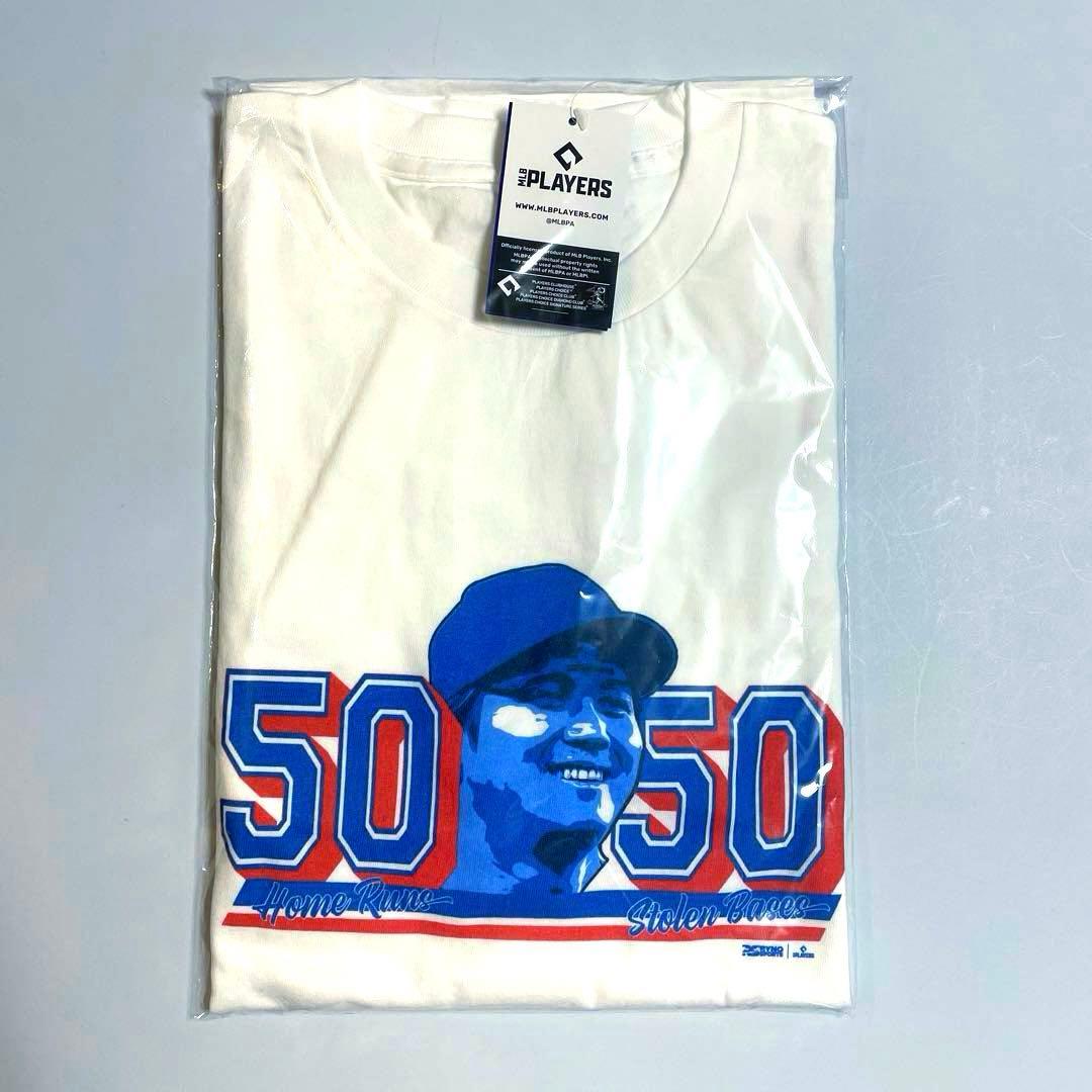 MLB ドジャース　50-50記念限定Tシャツ　メモリアルプリント　大谷翔平　白 MLB 大谷翔平 ドジャース Tシャツ 【海外限定版】50/50達成記念 The