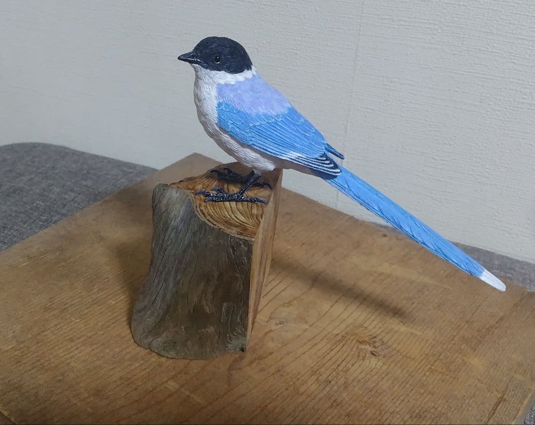 ミニバードカービング　\"オナガ“