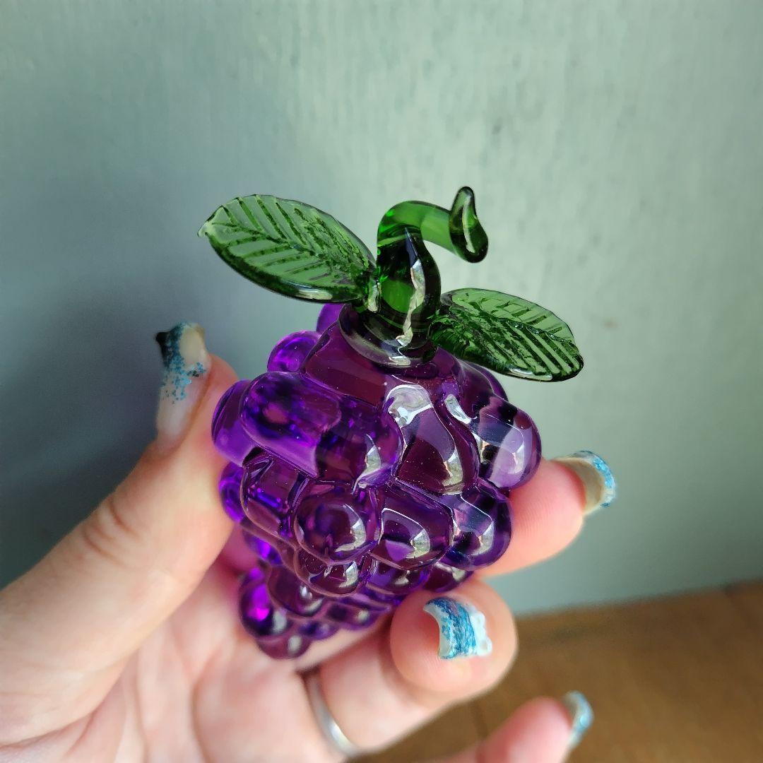 新品 ガラス製 葡萄の置物 ブドウ果物フルーツ オーナメント 硝子細工