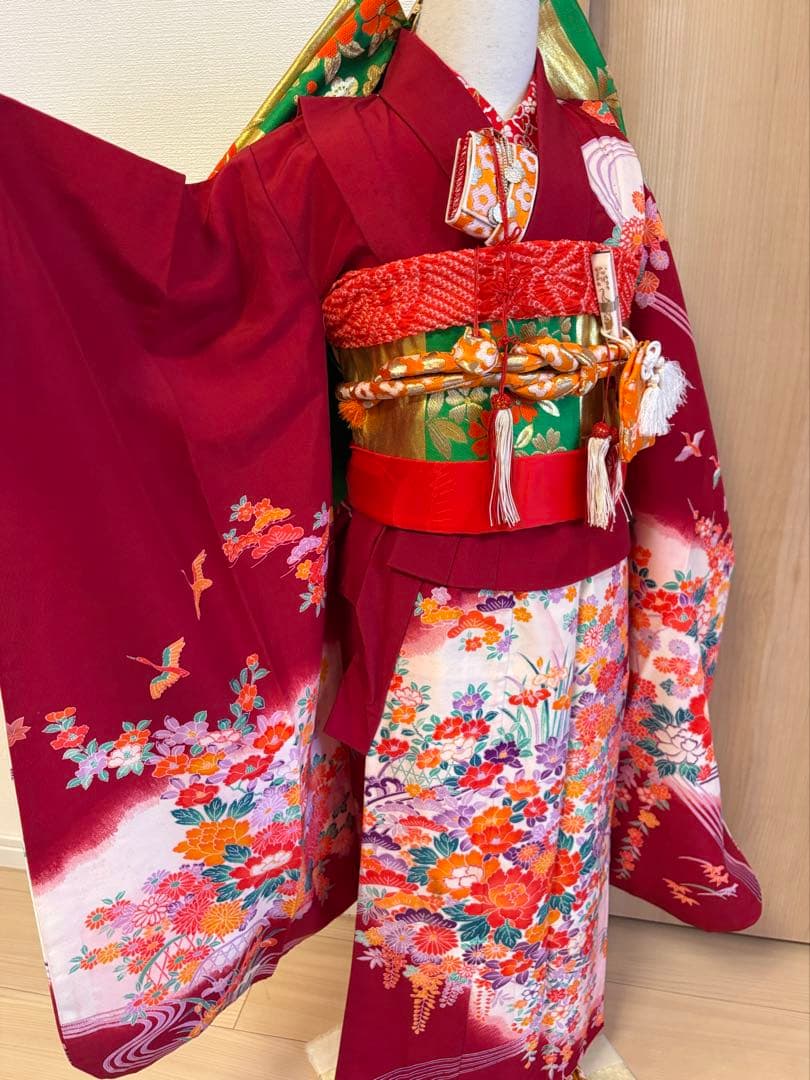 七五三 7歳 祝い着 臙脂 フルセット M2505052 - メルカリ