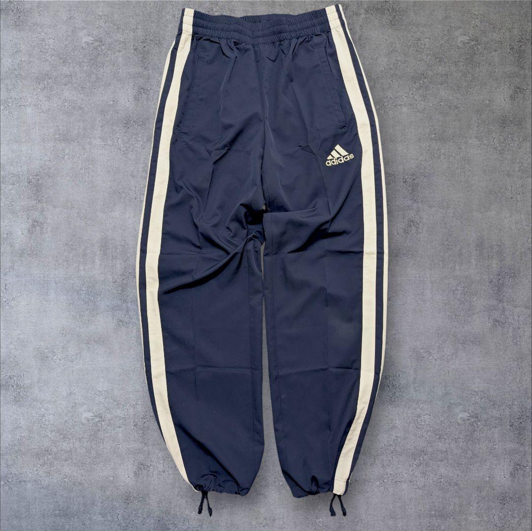 美品】00s adidas 紺色 ジャージ上下 太ライン ドローコード y2k