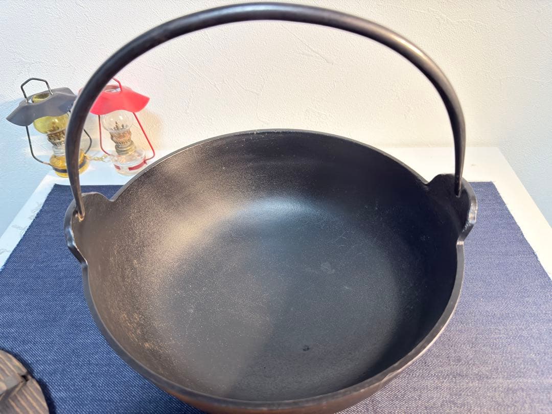 南部鉄器 岩鋳 ふるさと鍋 深型 24cm 1回使用 木蓋 お玉付