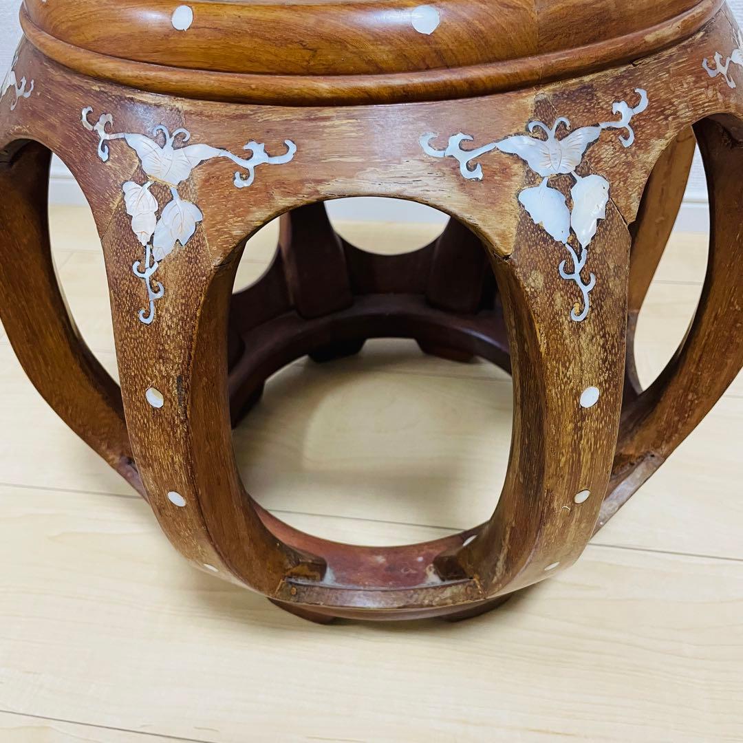 螺鈿細工 丸椅子 スツール 腰掛け 中国美術 工芸品 - メルカリ