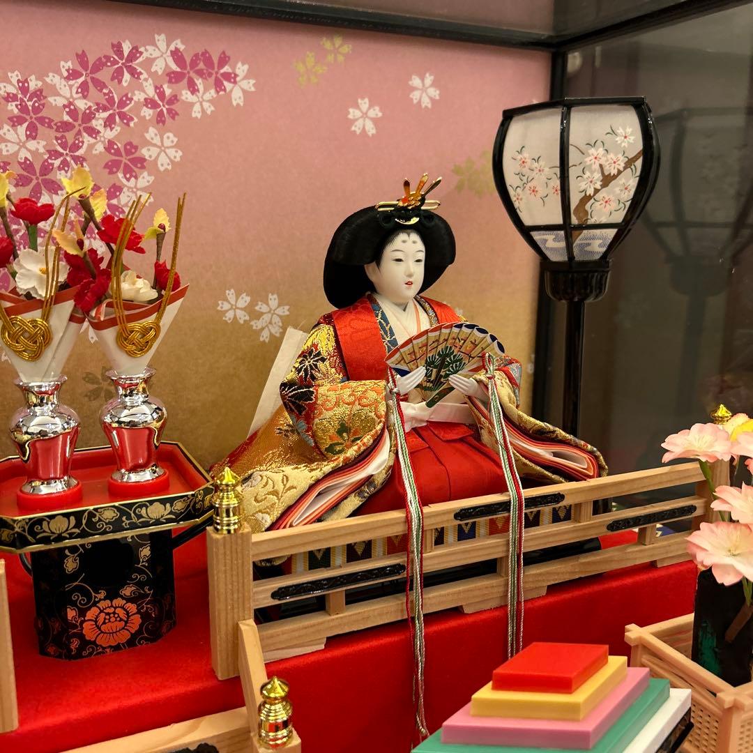 ひな人形 2体セット ガラスケース入り コンパクト オルゴール - メルカリ