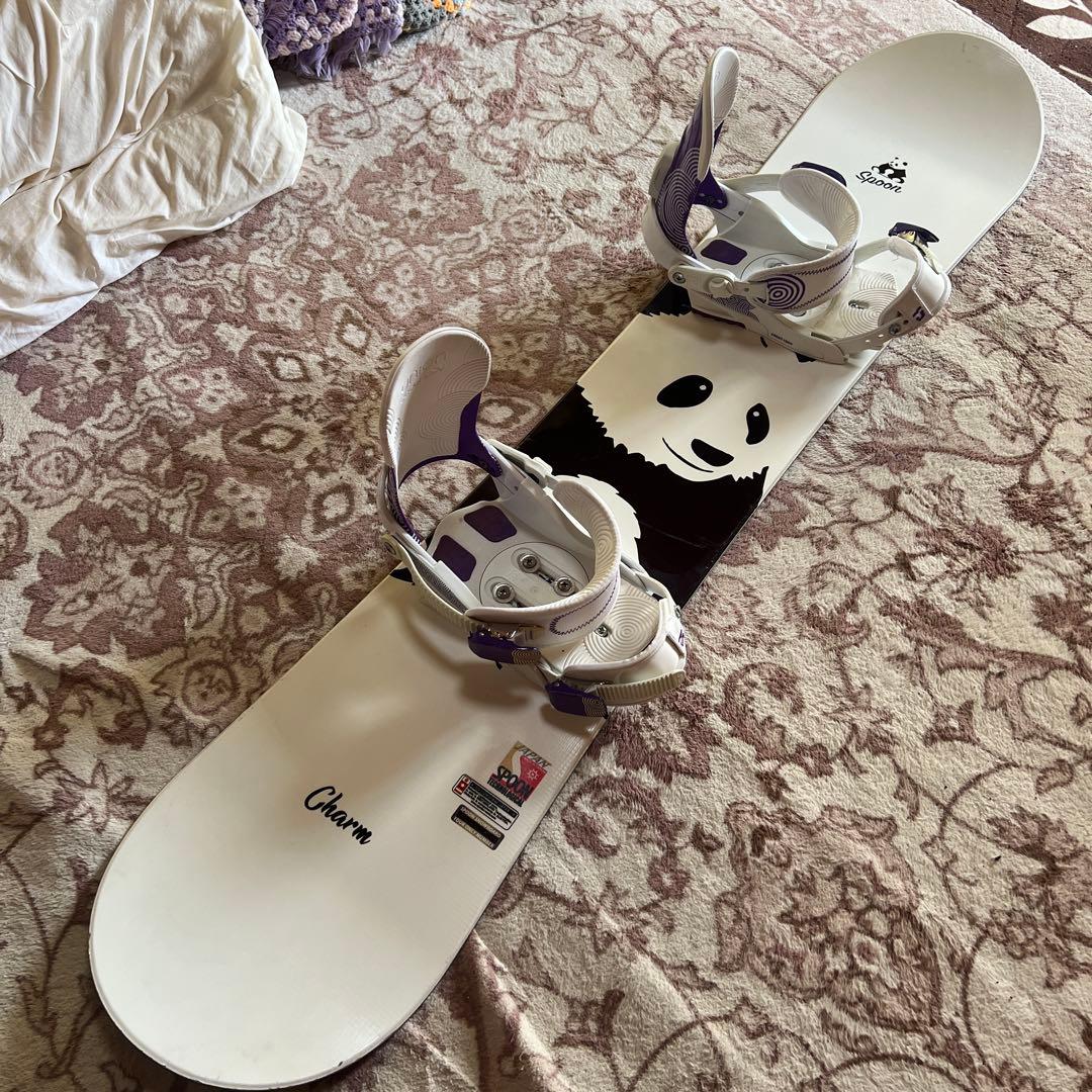 SPOON charm 142cm バイン付 スノーボードセット レディース子供 スプーン CHARM WHT ＆ EQUIP BINDING WHITE 板＋ビンディングセット