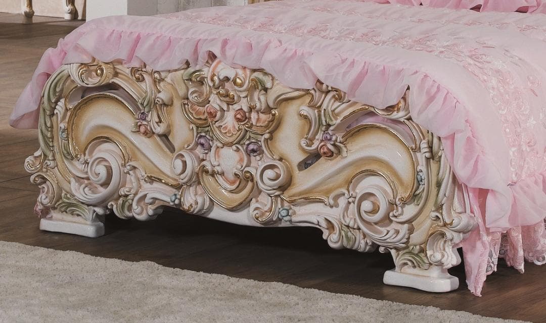 販売済み クラシックロココ調 シングルベッド レザーピンク 高級家具