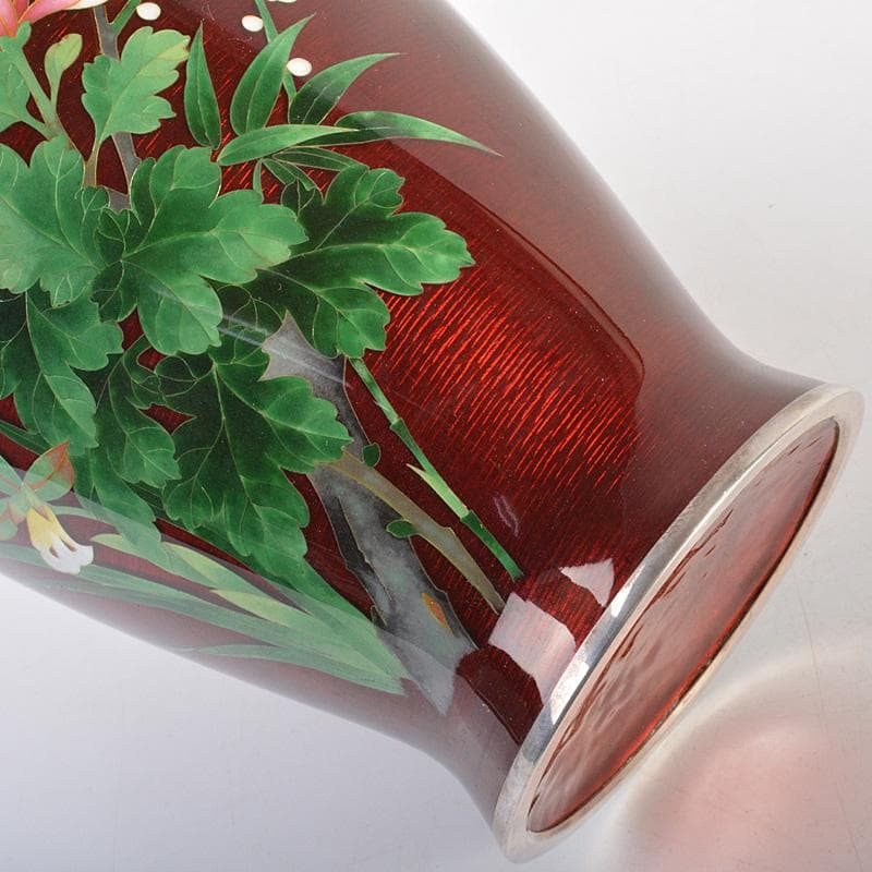 七宝焼 安藤七宝店 純銀刻印 透釉 四君子文 花瓶 M R7023 - メルカリ