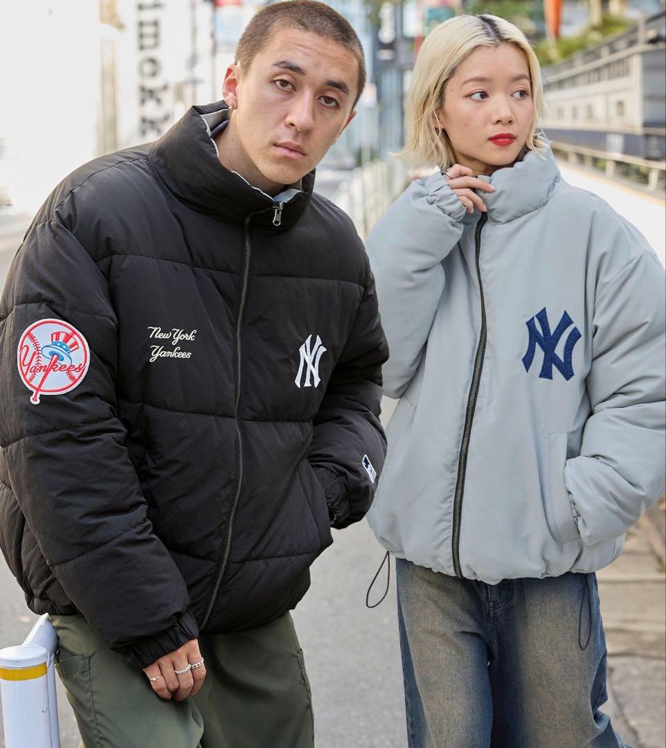 ヤンキース ダウンジャケット MLB ワッペン刺繍 2WAYリバーシブル