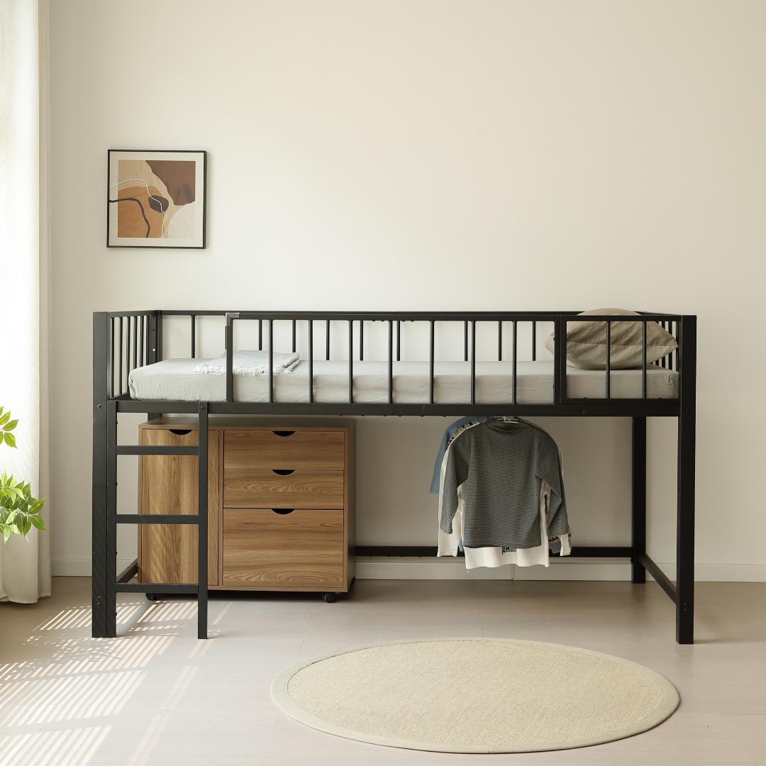 超人気！ロフトベッド（S） 高さ110cm下収納 省スペース BLACK - メルカリ