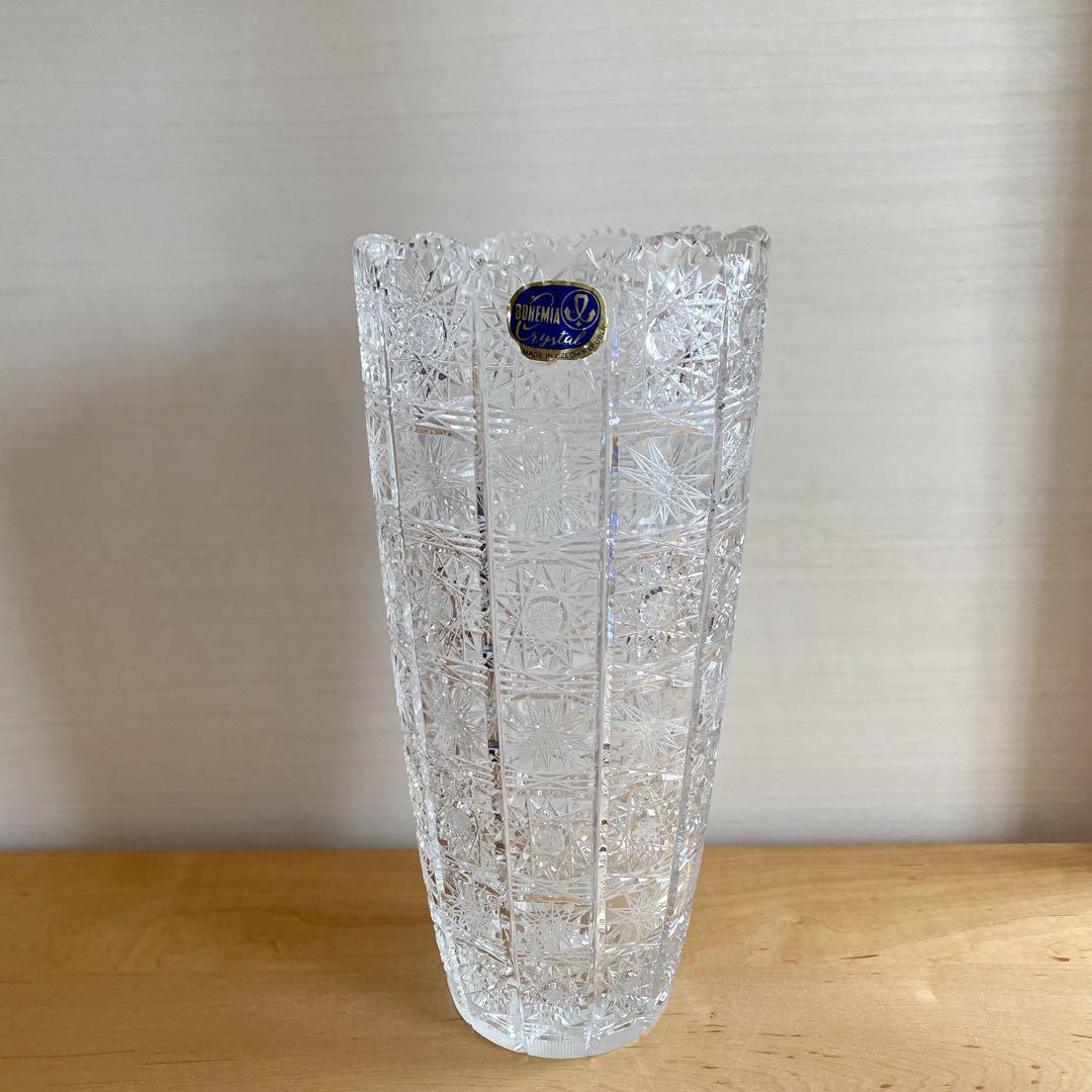 Bohemia glassボヘミアグラス花瓶クリスタルフラワーベース