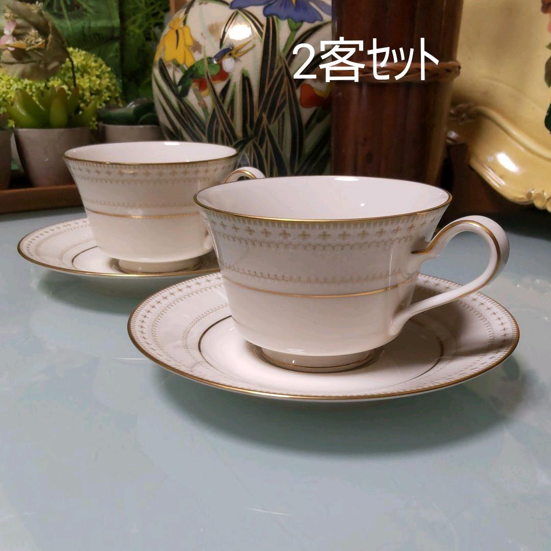 ノリタケ アイボリーチャイナ 月桂樹/N印 カップ＆ソーサー 2客セット