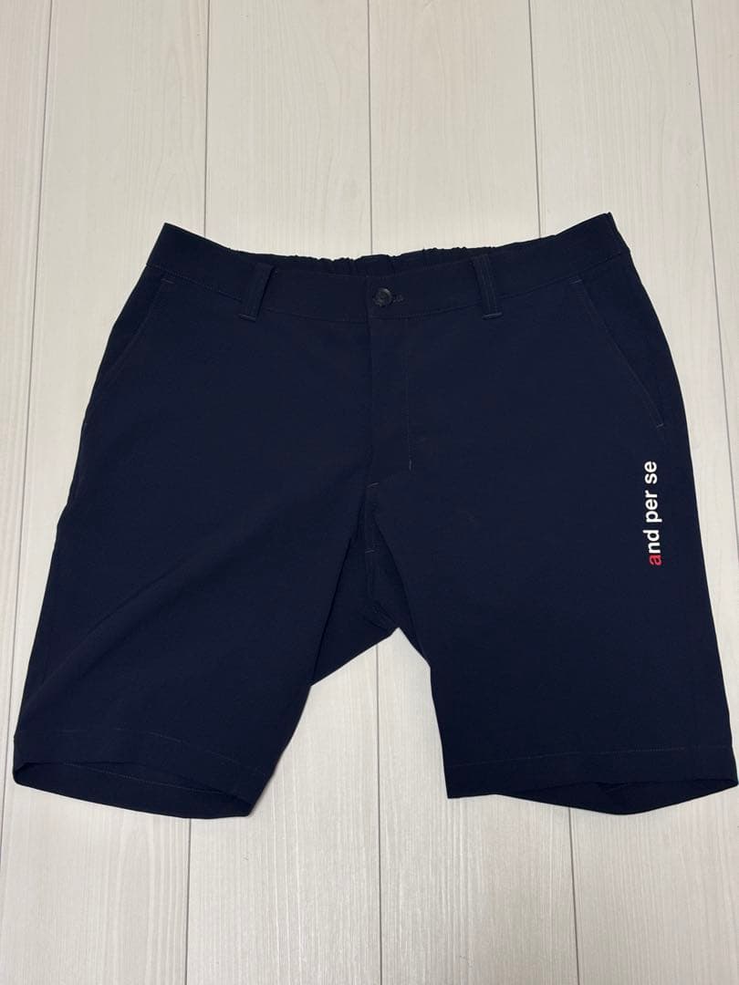 and perse ショートパンツ and per se（アンパスィ） ショートパンツ ネイビー×白 ストライプ