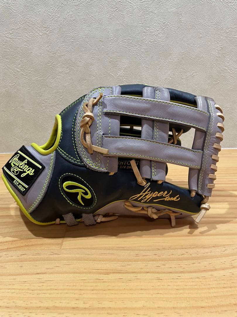 ローリングス　軟式　外野用 ネイビー×グレー×イエロー サイズ　12 3/4 野球 ローリングス HOH 軟式グローブ グラブ 軟式用 内野手用 大人用