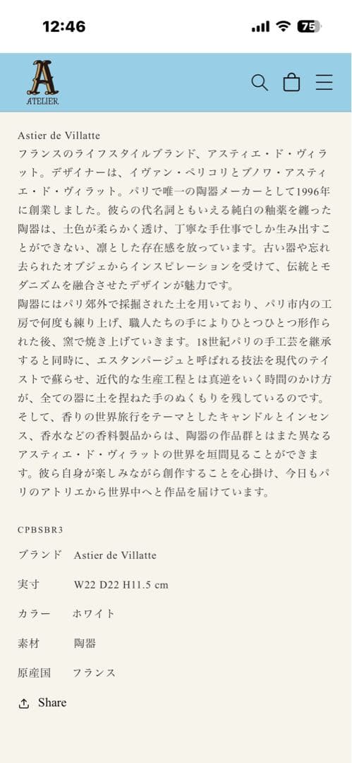 新品レア 未開封‼️ Astier de villatte Sobreサラダボウル22cm底部に