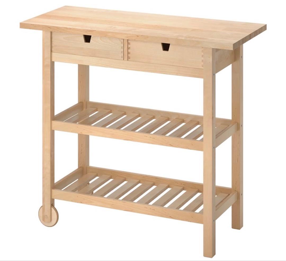IKEA フォルホイヤ キッチントロリー 作業台 無垢材 引き出し付き FÖRHÖJA フォルホイア キッチンワゴン, バーチ - IKEA
