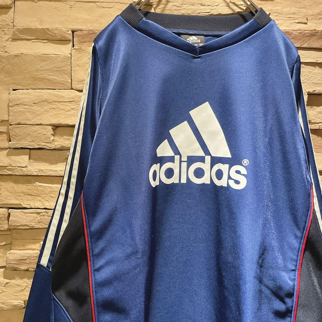 美品】y2k/常田大希/adidas/長袖ゲームシャツ/デカロゴ/絶妙配色/L